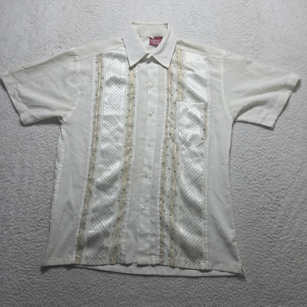 Vtg Versace Dolm Shirt Men's White Italy Color Short Sleeve size XL Button Up